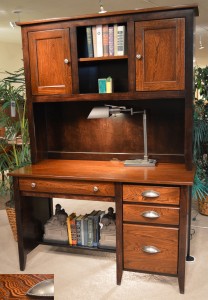 amish elm maple desk with hutch