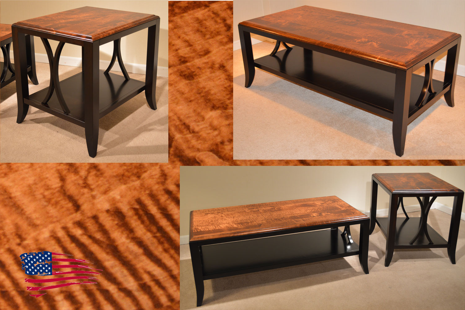 amish tiger maple tables