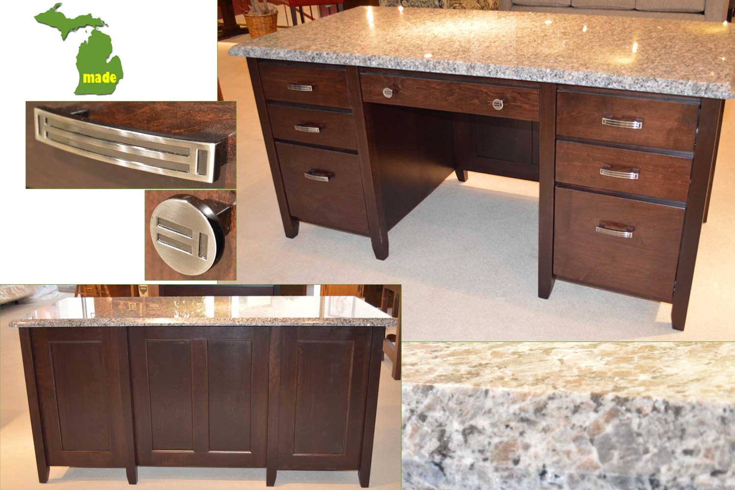 Michigan Granite Executive Desk - Jasens Fine Furniture- Since 1951