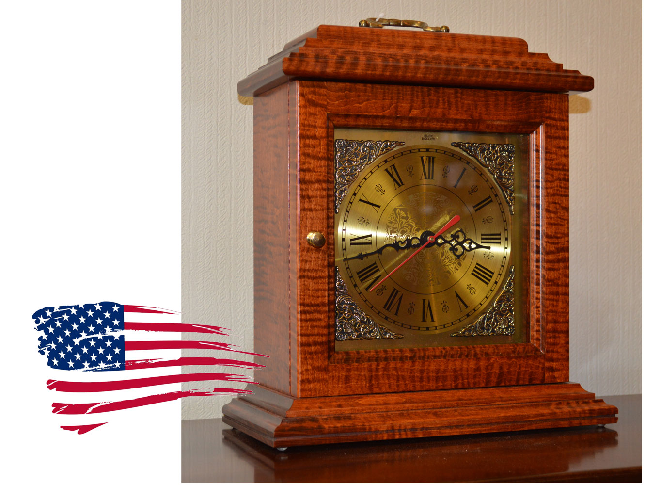 Amish Tiger Maple Mantle Clock