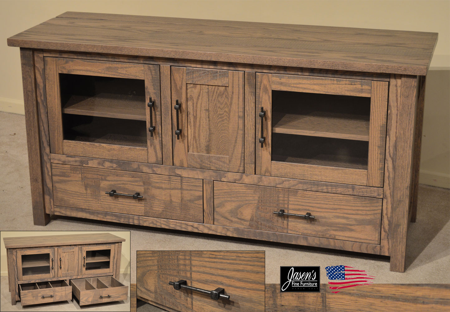 amish rustic gray tv stand