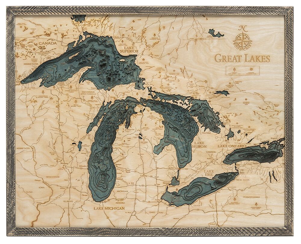 Great Lakes Wood Chart Farm Frame