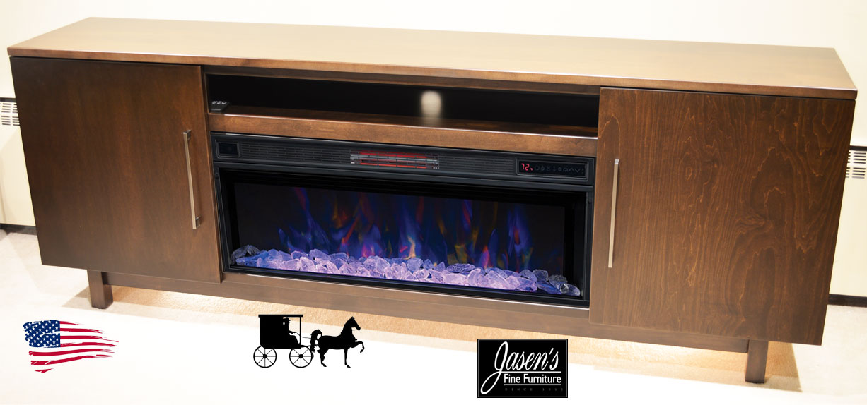 amish jaxon fire place tv stand