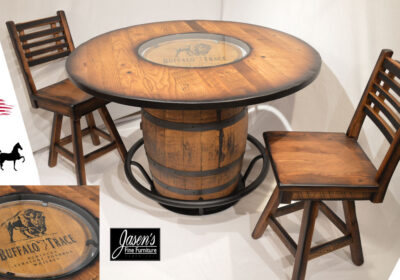 amish whiskey barrel pub table